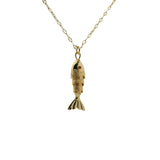 Collier doré maillons lip et poisson articulé 50cm