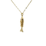 Collier doré maillons lip et poisson articulé 50cm