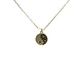 Collier doré pendentif yin & yang avec zircons noirs et blancs 50cm