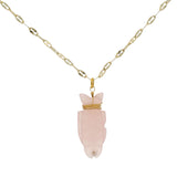 Collier doré poisson en quartz rose 60cm