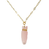 Collier doré poisson en quartz rose 60cm