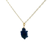 Collier doré tortue en lapis 42cm