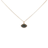 Gold necklace with stone eye and zircons