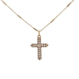 Collier doré croix pavage zircons 60 cm