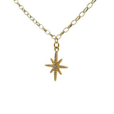Collier doré étoile des vents et zircons 50cm
