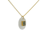 Collier doré pierre de lune ovale avec rectangle labradorite 42 cm