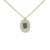 Collier doré pierre de lune ovale avec rectangle labradorite 42 cm