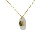 Collier doré pierre de lune ovale avec rectangle labradorite 42 cm