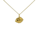 Gold eye and eyelash pendant necklace