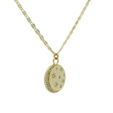 Collier doré médaille lune étoile avec des zircons 50cm