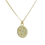 Collier doré médaille lune étoile avec des zircons 50cm
