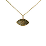 Collier doré pendentif oeil oval avec labradorite sertie 4 griffes 42 cm