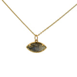 Collier doré pendentif oeil oval avec labradorite sertie 4 griffes 42 cm