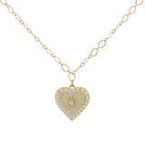 Collier doré coeur avec rayons et zircons 50 cm