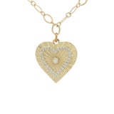 Collier doré coeur avec rayons et zircons 50 cm