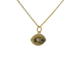 Gold necklace with stone eye and zircons