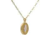 Collier doré médaille main de fatma nacre et zircons 50 cm