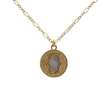 Collier doré médaille main de fatma nacre et zircons 50 cm