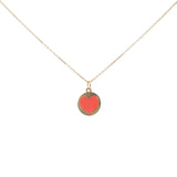 Collier doré médaille coeur avec onyx rouge 42 cm