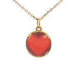 Collier doré médaille coeur avec onyx rouge 42 cm