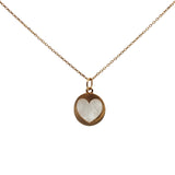 Collier doré médaille coeur texturé et pierre