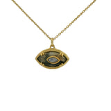 Collier doré oeil oval avec labradorite et pierre de lune 42 cm