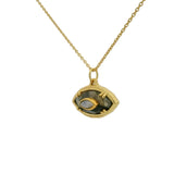 Collier doré oeil oval avec labradorite et pierre de lune 42 cm
