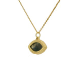 Collier doré oeil oval avec labradorite et pierre de lune 42 cm