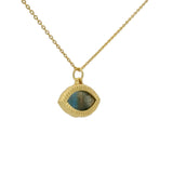 Collier doré oeil oval avec labradorite et pierre de lune 42 cm