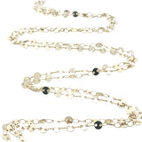 Sautoir Bola doré avec onyx verte et prehnite 110 cm