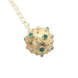 Sautoir Bola doré avec onyx verte et prehnite 110 cm