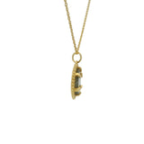 Gold necklace with oval stone pendant and balls