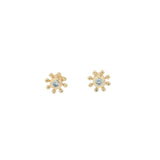 Boucles d'oreilles puces dorées fleur avec zircon