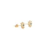 Boucles d'oreilles puces dorées fleur avec zircon