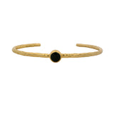 Hammered gold rush and round stone