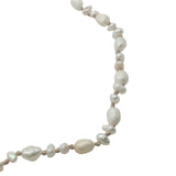 Collier doré petites perles de culture et fil beige 42 cm