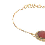 Bracelet doré pierre ovale facettée et zircons