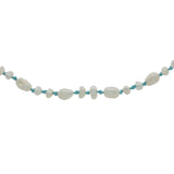 Collier doré petites perles de culture et fil turquoise 42 cm