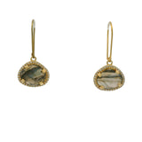 Gold earrings with 4-claw stone setting and zircons