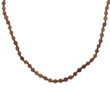 Collier doré perles marrons en corne et noeuds marrons 64 cm