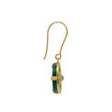 Boucles d'oreilles dorées médaille oeil en onyx verte et zircons blancs