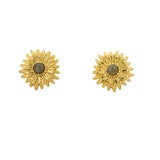Golden daisy and stone earrings