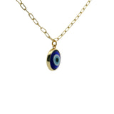 Collier doré maille ovale et oeil bleu 50 cm