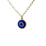 Collier doré maille ovale et oeil bleu 50 cm