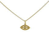 Collier doré oeil arabesque et zircon blanc 42 cm