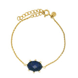 Bracelet doré lapis lazulis ovale et zircons blancs