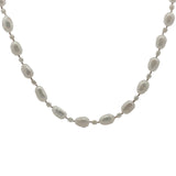 Collier doré alternance petites et grandes perles de culture avec noeuds beige 60 cm