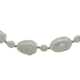 Collier doré alternance petites et grandes perles de culture avec noeuds beige 60 cm