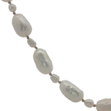 Collier doré alternance petites et grandes perles de culture avec noeuds beige 60 cm
