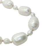 Collier doré alternance petites et grandes perles de culture avec noeuds beige 60 cm